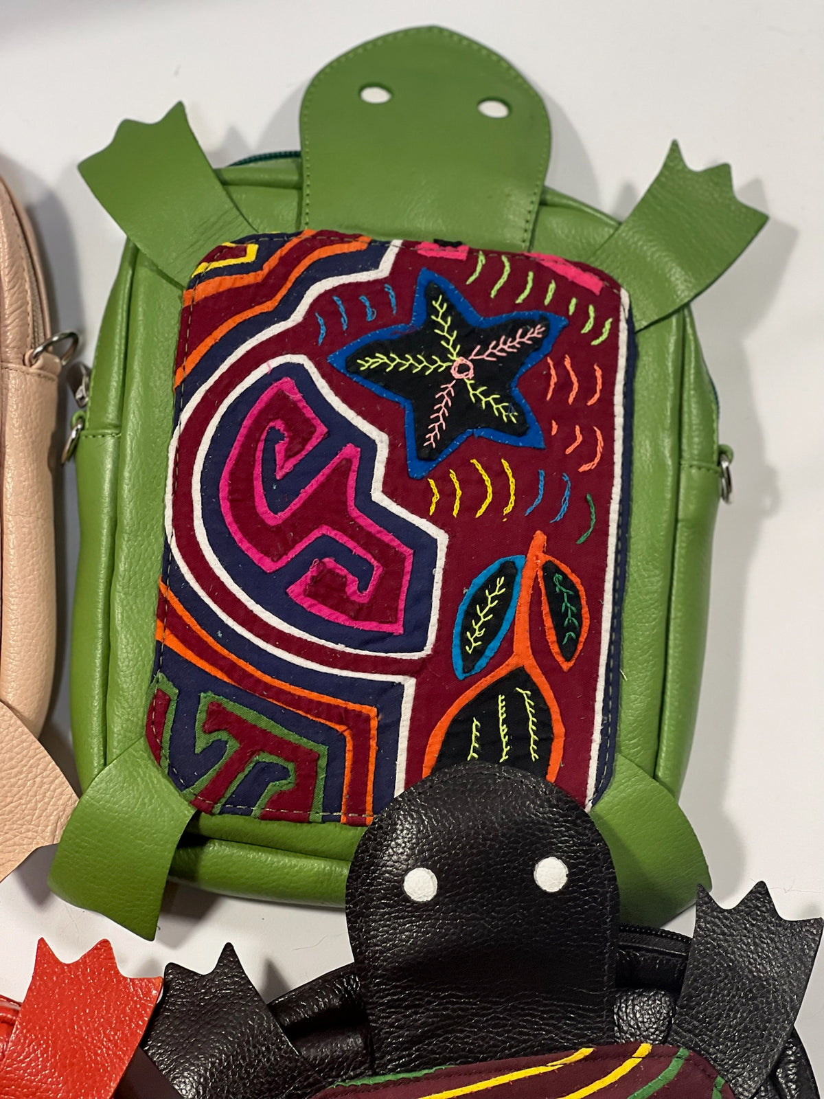 Handmade Green Turtle Leather Backpack Shoulder Bag OOAK Artisan Purse Unique 1_5822edb6-f3ae-49fc-8085-  main image 3